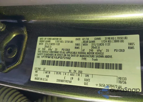 2018 Ford F-150 Lariat from USA, damaged, VIN 1FTFW1E15JFD73162